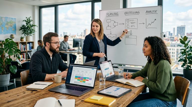 Content Marketing Tools: Planung, Erstellung und Analyse effizient gestalten – KI-generiertes Symbolbild